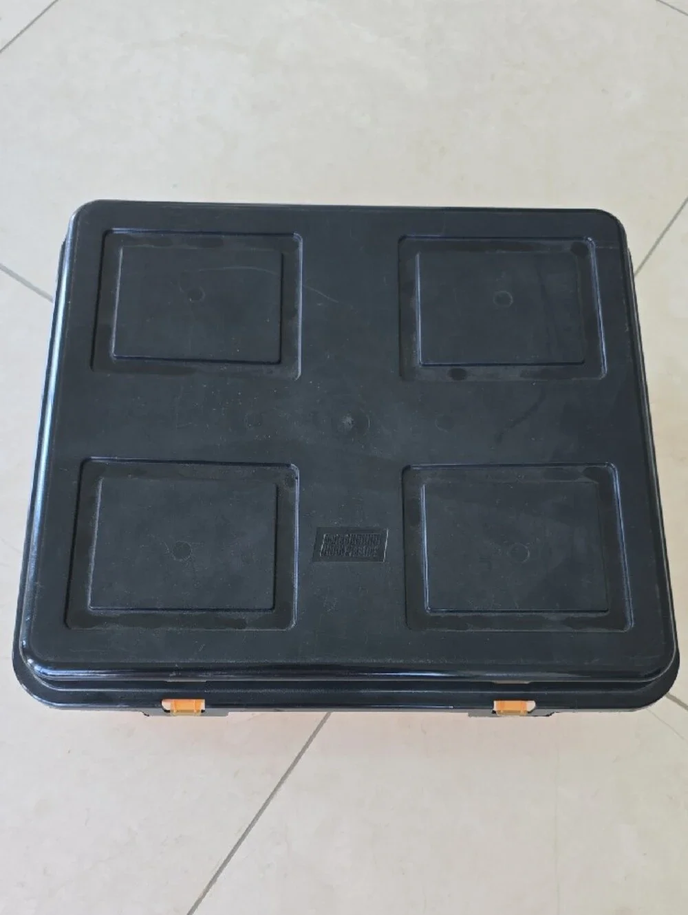 Plastic Storage Box with Snap Lid - Orange & Black - 12